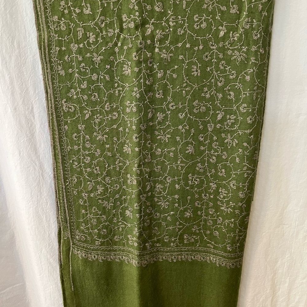 Elegant Green Floral Scarf